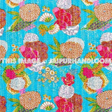 Kantha Quilt Queen Quilt Kantha Blanket Queen Bed Cover-Jaipur Handloom