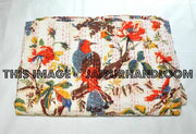 Kantha Quilt, floral birds kantha Quilt, Kantha Throw, Kantha Blanket, Antique Quilt, Handmade Vintage Throw Blanket, indian sari tapestry-Jaipur Handloom