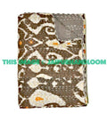 Kantha Quilt in Brown paisley, indian sari Quilt, ikat quilt, Kantha Throw, Kantha Blanket, Reversible ikat Quilt, Handmade ikat Throw Quilt