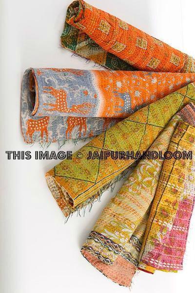 Kantha Sari Scarves -Wholesale 10 pc-Jaipur Handloom