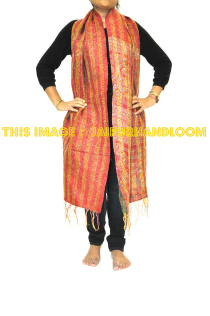 Kantha Stitch Silk Scarf - Cymbal