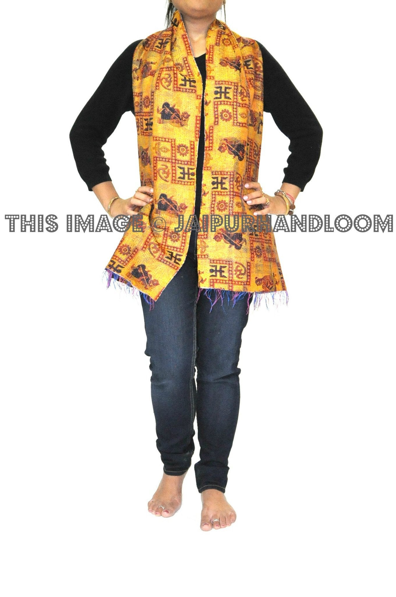 Kantha Stitch Silk Scarf - Touch-Me-Not