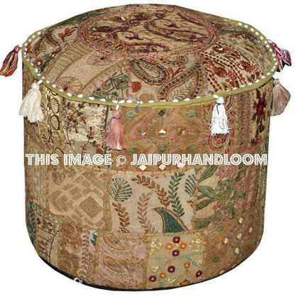 Large Bohemian Ottoman pouf chair floor pillow bean bag-Jaipur Handloom