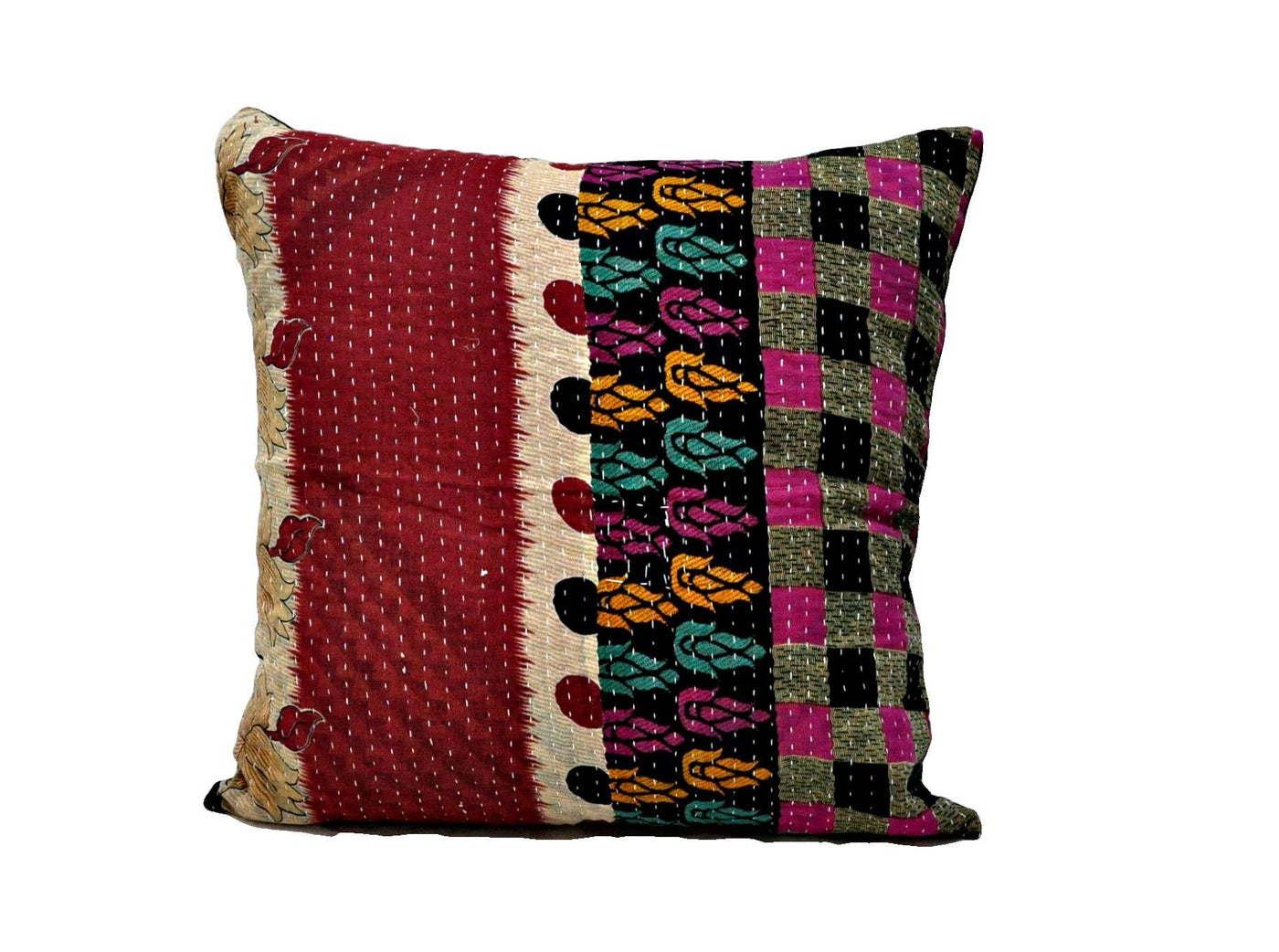 Large Decorative Couch Pillows Bohemian Kantha Cushion Cover - NL4-Jaipur Handloom