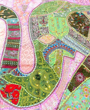 Large Elephant Embroidered Bedspread Bedding Indian Patchwork Tapestry-Jaipur Handloom