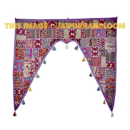 Large Handmade Door Valances, Indian Patchwork Window Curtain-Jaipur Handloom