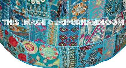 Large Indian Pouf Ottoman-Jaipur Handloom