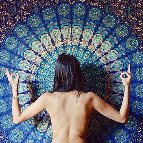 Large Mandala Yoga Mat Indian Psychedelic Tapestries Wall Hanging-Jaipur Handloom