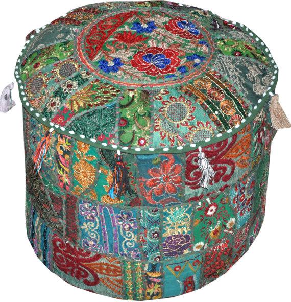 Large Pouf Green Ottomans