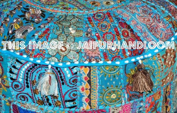 Large Pouf Ottoman-Jaipur Handloom