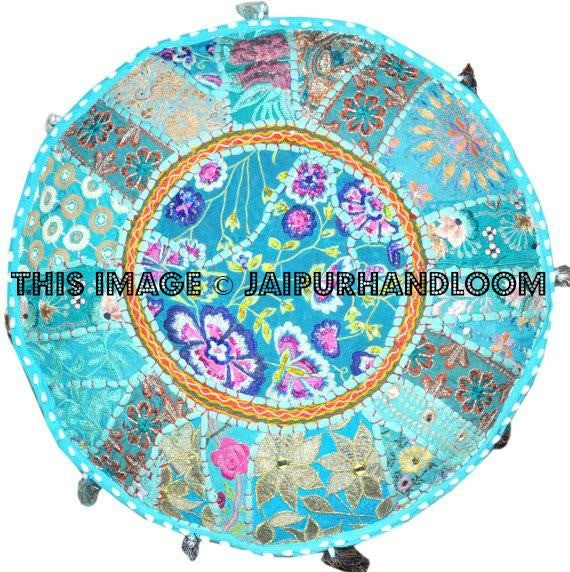 Large Round Ottoman-Jaipur Handloom