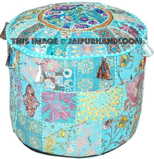 Large Round Ottoman-Jaipur Handloom