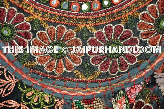 Large Round Tufted Storage Ottoman-Jaipur Handloom