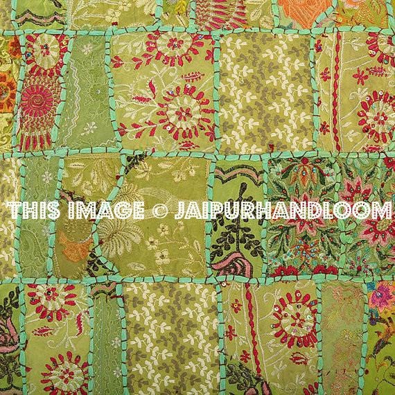 Lime Green 24x24" Decorative throw pillows for couch Boho Yoga Pillows-Jaipur Handloom