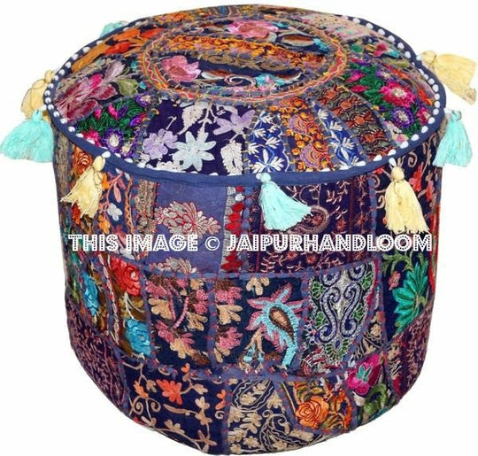 Lismore Pouffe - 18X13 inches-Jaipur Handloom