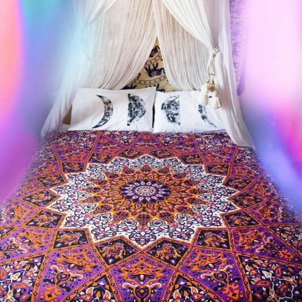 Magical Night Cute Mandala Tapestry Twin Dorm Bedding Hippie Beach Throw-Jaipur Handloom
