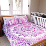 Magical Night Pink Mandala Duvet Cover with Set of 2 Pillows - Lucinda-Jaipur Handloom