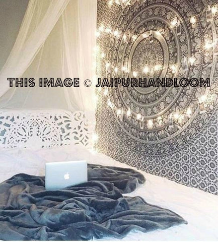 Magical Thinking black and white Tapestry for dorm room cool college tapestries-Jaipur Handloom