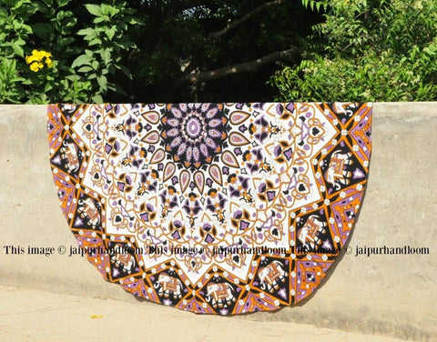 Mandala Round table cloth bohemian sofa throw indian yoga mat on sale-Jaipur Handloom