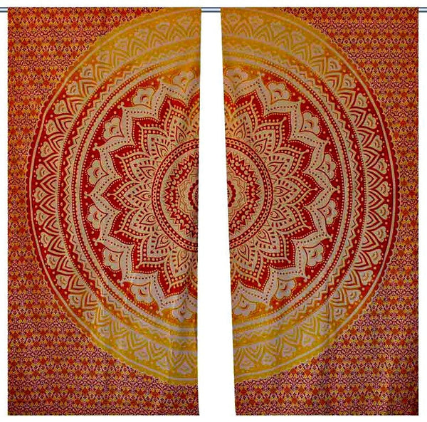 Mandala Window Curtain Indian Drape Handmade Curtain Cotton Home Wall Curtain-Jaipur Handloom