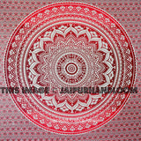 Maroon Floral Ombre Mandala Wall Tapestry Hippie Beach Blanket Throw-Jaipur Handloom