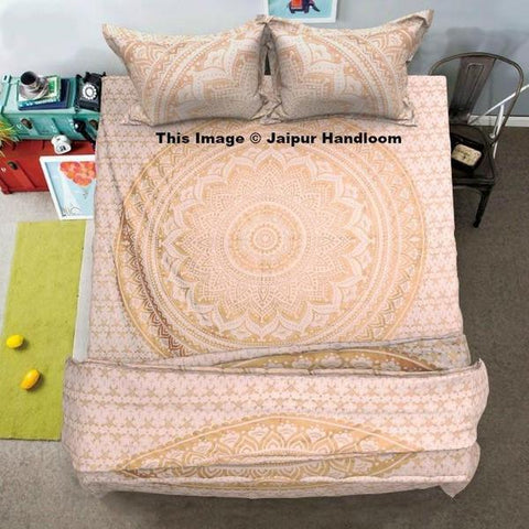 Medallion Mandala Donna Cover set in King Size with Bed Cover and 2 Pillows-Jaipur Handloom