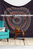 Medallion Mandala Tapestry Blue College Room Tapestry Decorative Curtains-Jaipur Handloom