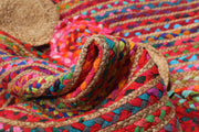 Jaipur Handloom- Multicolor Jute Round Rug Boho Rond Door Mat Bohemian Circle Rug living room