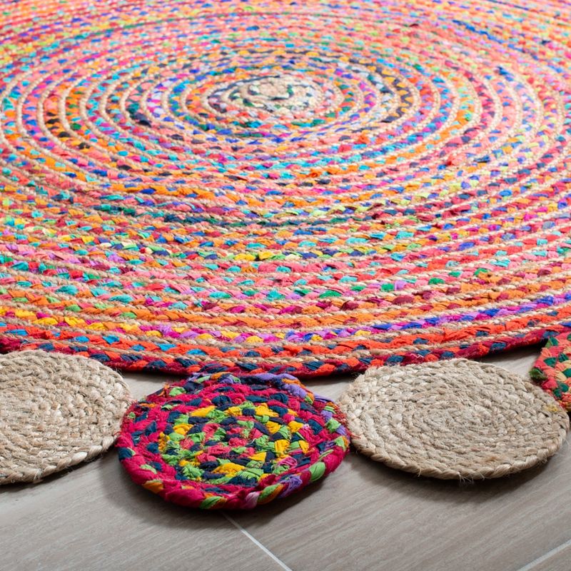 Jaipur Handloom- Multicolor Jute Round Rug Boho Rond Door Mat Bohemian Circle Rug living room