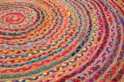 Jaipur Handloom- Multicolor Jute Round Rug Boho Rond Door Mat Bohemian Circle Rug living room
