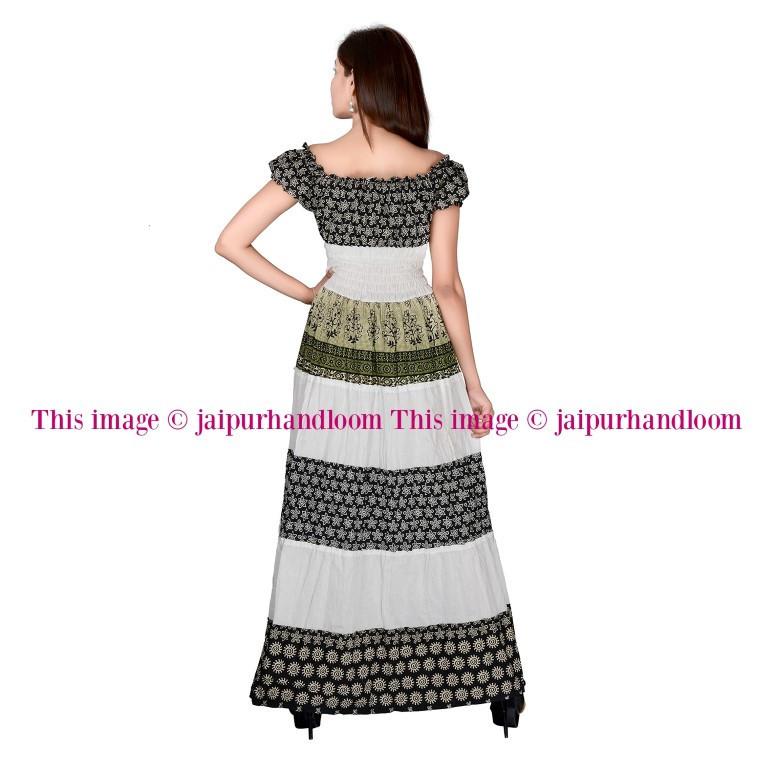 Multicoloured Printed Maxi Dress long dress Evening Dress-Jaipur Handloom