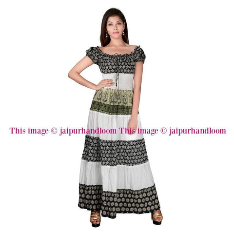 Multicoloured Printed Maxi Dress long dress Evening Dress-Jaipur Handloom