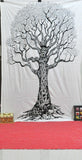 Native Purity tree tapestry black and white Tree of Life Tapestries-Jaipur Handloom