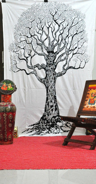 Native Purity tree tapestry black and white Tree of Life Tapestries