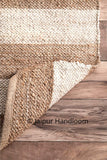 Natural Braided Jute Area Rugs Runner Kitchen Floor Carpet Mat 4X6 ft-Jaipur Handloom