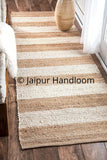 Natural Jute Braided Wide Stripe Rug Runner | Hand Braided Long Dhurrie Rugs - 2 x 8 ft-Jaipur Handloom