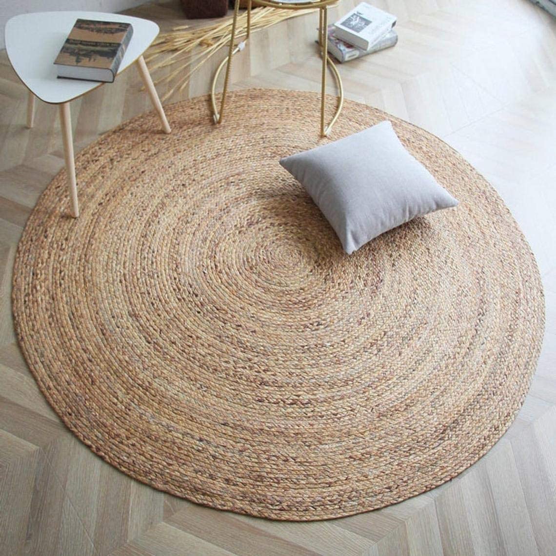 Natural Jute Round Rugs Reversible Carpet