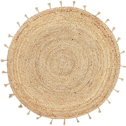 Natural Jute Round Rugs with tassels, For Floor carpet