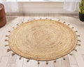 Natural Jute Round Rugs with tassels, For Floor carpet