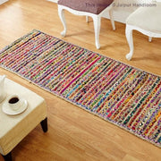 Natural Jute Striped Pattern Hallway Runner, Braided Area Rug, Outdoor Jute Rug | Jaipur Handloom