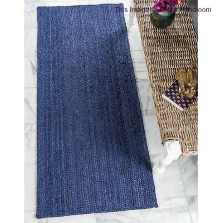 Navy Blue Braided Jute Area Rug | Jaipur Handloom