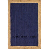 Navy Blue Braided Jute Rug 4X6 ft | Christmas Gift-Jaipur Handloom