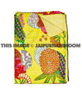 ON SALE Floral Kantha Quilt yellow Kantha Quilt Floral Kantha Blanket, Kantha Bedspread Throw, Kantha Bedding, queen Blanket,Sari Quilt
