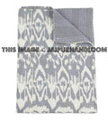 ON SALE Ikat Kantha Quilt In Gray, Kantha Quilt, Ikat Quilt, Ikat Blanket Throw, Kantha Blanket Throw, Ikat Kantha Bed Cover, Gray Blanket-Jaipur Handloom