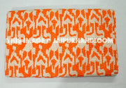 ON SALE Indian Sari Ikat kantha Quilt in Orange, Cotton twin Ikat quilt blanket throw quilted bedspread bed cover, handmade ikat quilt-Jaipur Handloom
