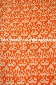 ON SALE Indian Sari Ikat kantha Quilt in Orange, Cotton twin Ikat quilt blanket throw quilted bedspread bed cover, handmade ikat quilt-Jaipur Handloom
