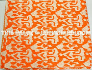 ON SALE Indian Sari Ikat kantha Quilt in Orange, Cotton twin Ikat quilt blanket throw quilted bedspread bed cover, handmade ikat quilt-Jaipur Handloom