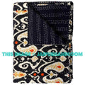 ON SALE queen Ikat Quilt in black paisley ikat Kantha Quilt Blanket Cotton Quilted Bedspreads,Throws, Gudari Handmade REVERSIBLE Bedding