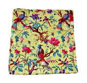 Olive Green Bird Queen Kantha Quilt Bedding