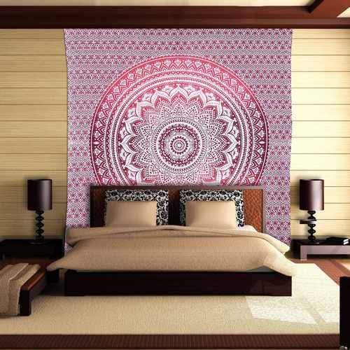 Ombre Mandala Bohemian Tapestry Wall Hanging Queen Mandala Bedding-Jaipur Handloom